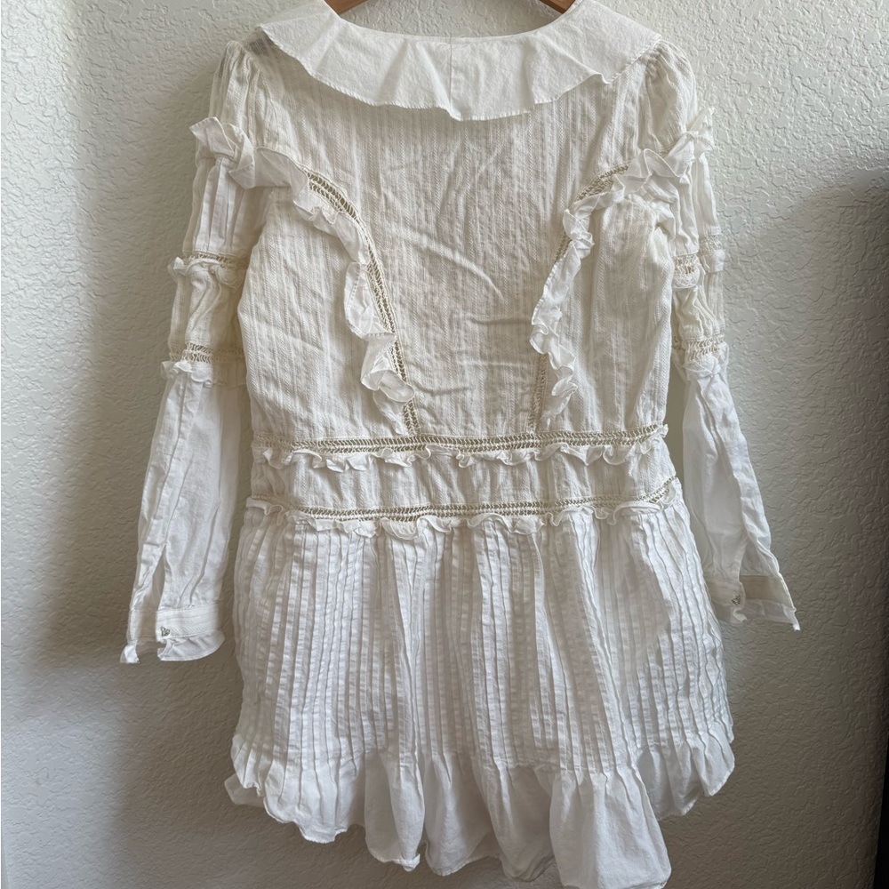 For Love And Lemons Ziggy Pintuck White Mini Dress Size L - Picture 6 of 8